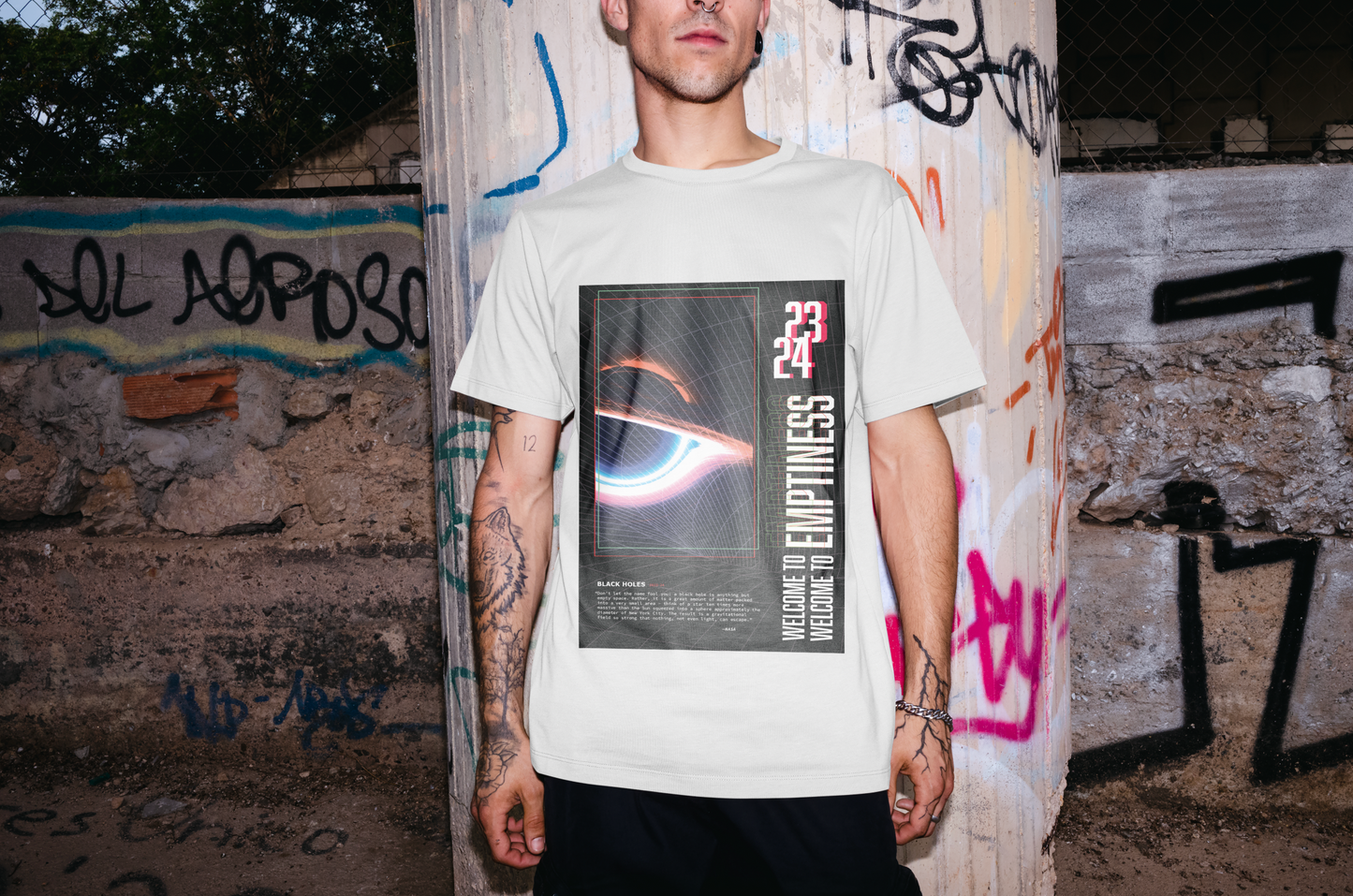 Space Science Graphic T-Shirt - Black Hole Design